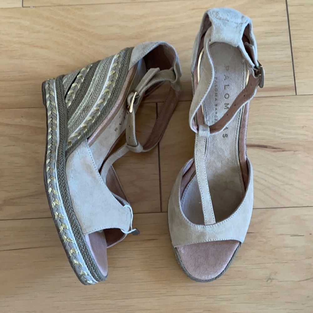 Paloma Barcelo suede metallic wedges